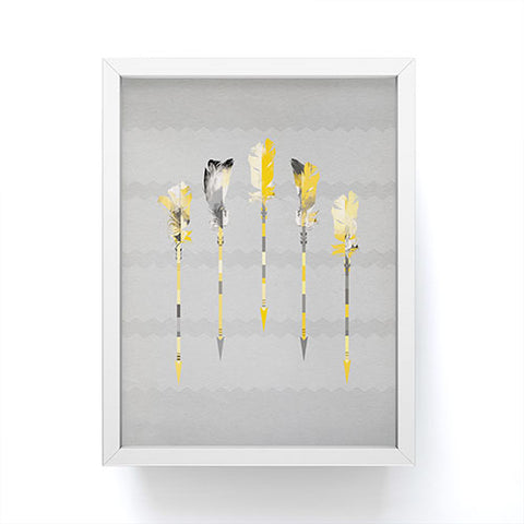 Iveta Abolina Gray Yellow Feathers Framed Mini Art Print
