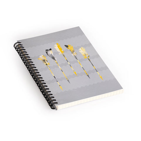 Iveta Abolina Gray Yellow Feathers Spiral Notebook