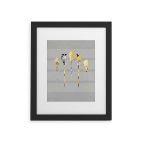 Iveta Abolina Gray Yellow Feathers Framed Art Print