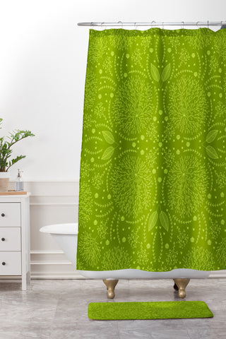 Iveta Abolina Green Terrace Shower Curtain And Mat
