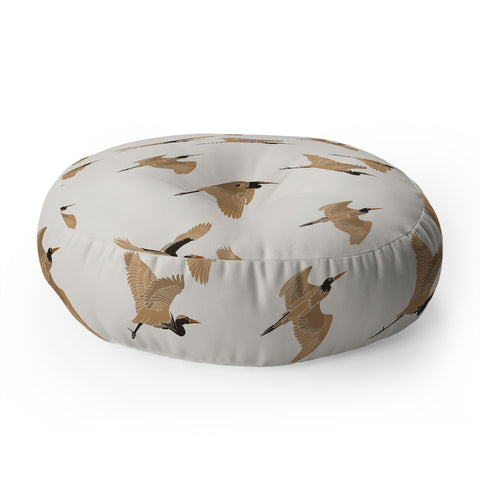 Iveta Abolina Herons Tan Cream Floor Pillow Round