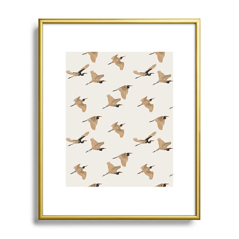 Iveta Abolina Herons Tan Cream Metal Framed Art Print