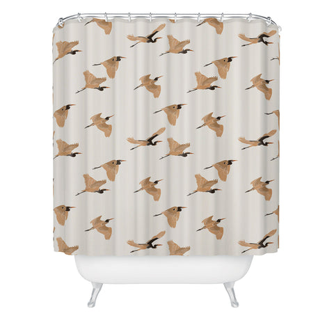 Iveta Abolina Herons Tan Cream Shower Curtain
