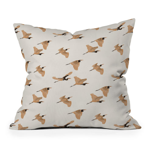 Iveta Abolina Herons Tan Cream Throw Pillow