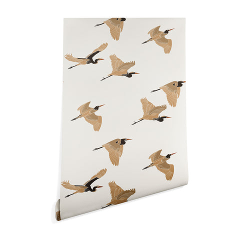Iveta Abolina Herons Tan Cream Wallpaper
