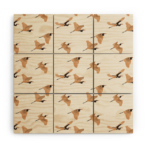 Iveta Abolina Herons Tan Cream Wood Wall Mural