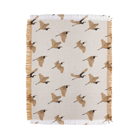 Iveta Abolina Herons Tan Cream Throw Blanket