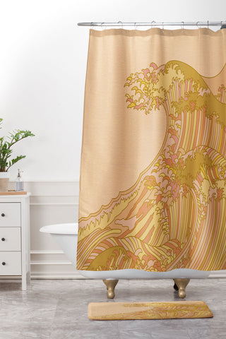 Iveta Abolina Japanese Sunny Wave Shower Curtain And Mat
