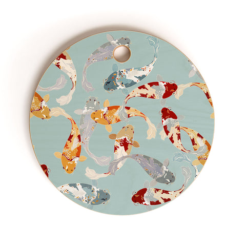 Iveta Abolina Koi Fish Pond Cutting Board Round