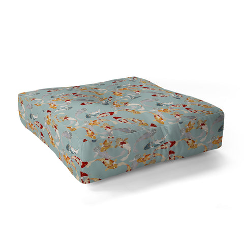 Iveta Abolina Koi Fish Pond Floor Pillow Square