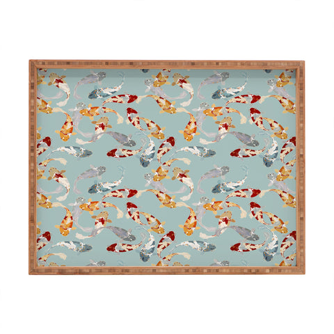 Iveta Abolina Koi Fish Pond Rectangular Tray