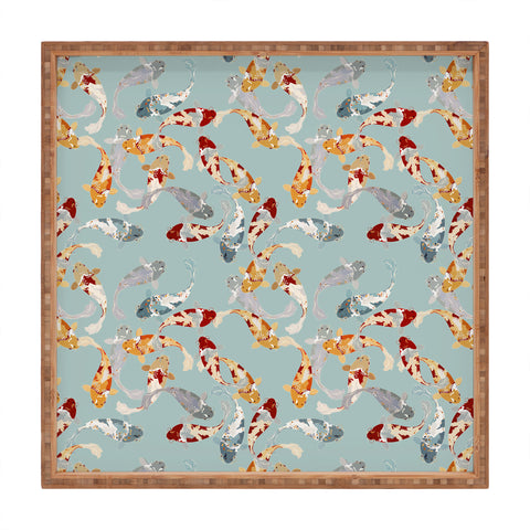 Iveta Abolina Koi Fish Pond Square Tray