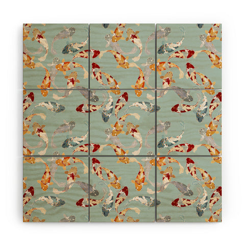 Iveta Abolina Koi Fish Pond Wood Wall Mural