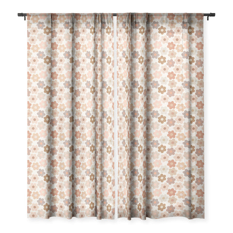 Iveta Abolina Large Daisies Terracotta Sheer Window Curtain