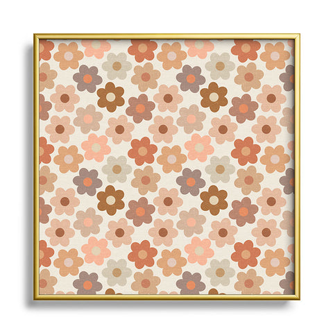 Iveta Abolina Large Daisies Terracotta Metal Square Framed Art Print