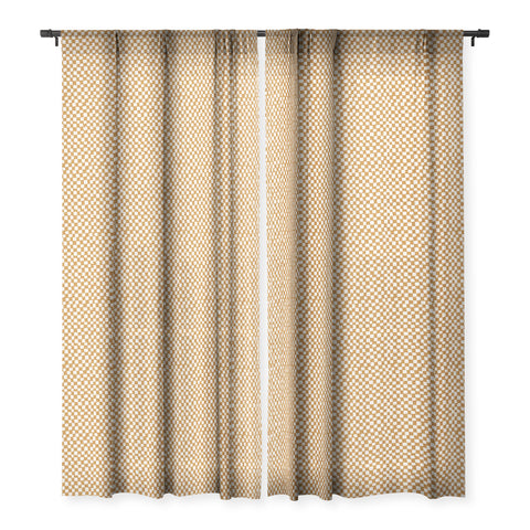 Iveta Abolina Lazy Checker Caramel Sheer Window Curtain
