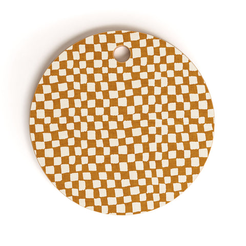 Iveta Abolina Lazy Checker Caramel Cutting Board Round