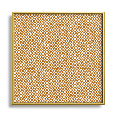 Iveta Abolina Lazy Checker Caramel Metal Square Framed Art Print