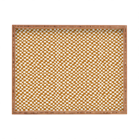 Iveta Abolina Lazy Checker Caramel Rectangular Tray