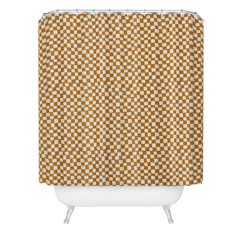 Iveta Abolina Lazy Checker Caramel Shower Curtain