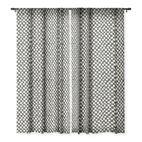 Iveta Abolina Lazy Checker Coal Black Sheer Window Curtain