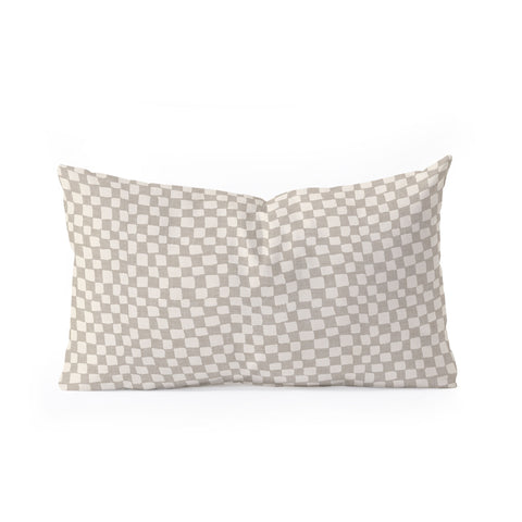 Iveta Abolina Lazy Checker Dove Grey Oblong Throw Pillow