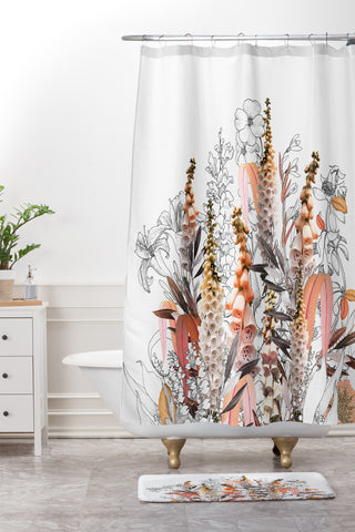 Iveta Abolina Lupines Cream Shower Curtain And Mat