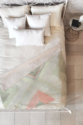 Iveta Abolina Matcha Chevron Fleece Throw Blanket