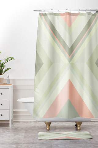 Iveta Abolina Matcha Chevron Shower Curtain And Mat