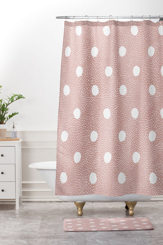 Iveta Abolina Mauve Polka Shower Curtain And Mat