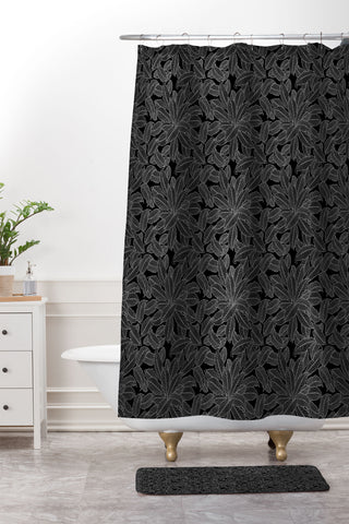 Iveta Abolina Melisande Line Black and White Shower Curtain And Mat