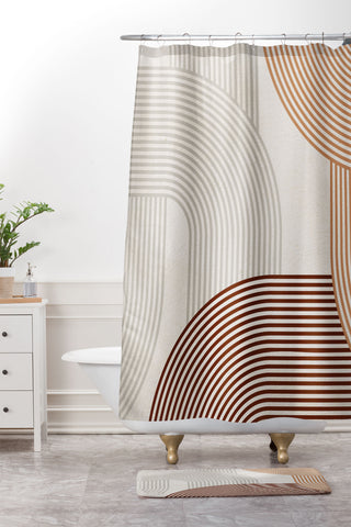 Iveta Abolina Mid Century Line Art I Shower Curtain And Mat