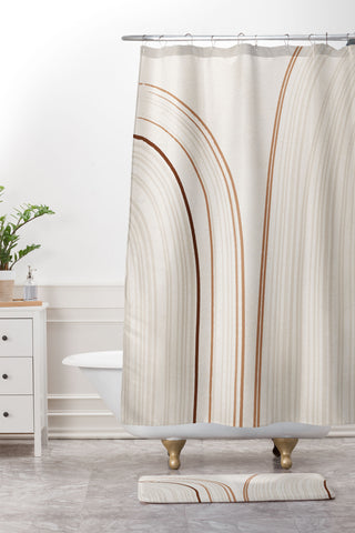 Iveta Abolina Mid Century Line Art IX Shower Curtain And Mat