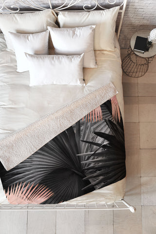 Iveta Abolina Midnight Coral Fleece Throw Blanket