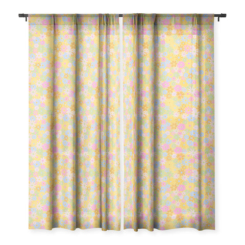 Iveta Abolina Multicolor Daisies Merigold Sheer Window Curtain