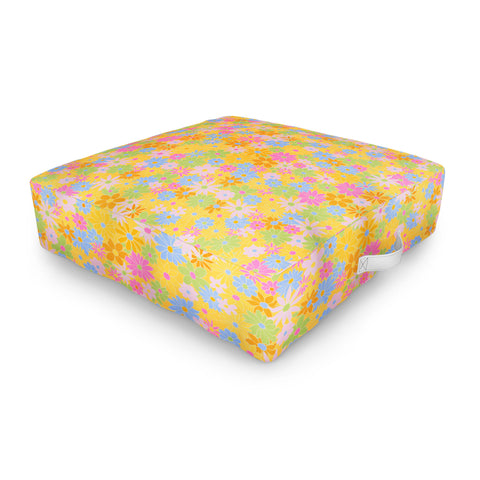 Iveta Abolina Multicolor Daisies Merigold Outdoor Floor Cushion