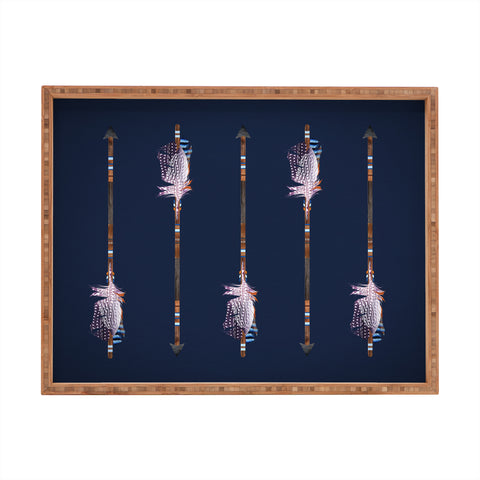 Iveta Abolina Native Blue Arrows Rectangular Tray