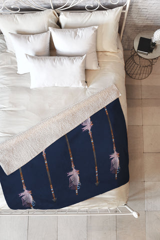 Iveta Abolina Native Blue Arrows Fleece Throw Blanket