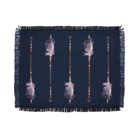 Iveta Abolina Native Blue Arrows Throw Blanket