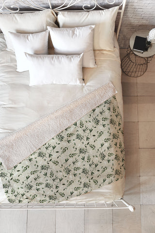 Iveta Abolina Nordic Olive Green Fleece Throw Blanket