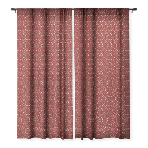 Iveta Abolina Nordic Olive Red Sheer Window Curtain