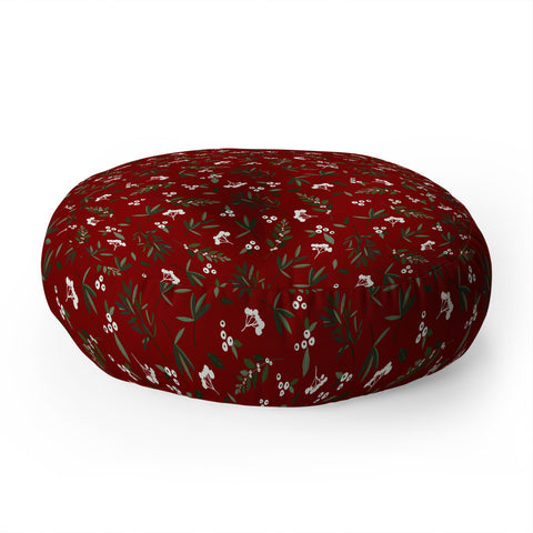 Iveta Abolina Nordic Olive Red Floor Pillow Round