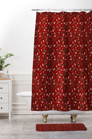 Iveta Abolina Nordic Olive Red Shower Curtain And Mat