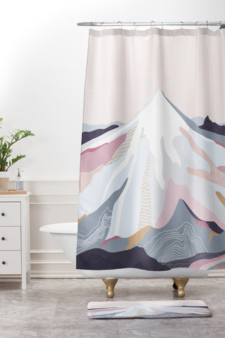 Iveta Abolina Off the Grid Purple Shower Curtain And Mat