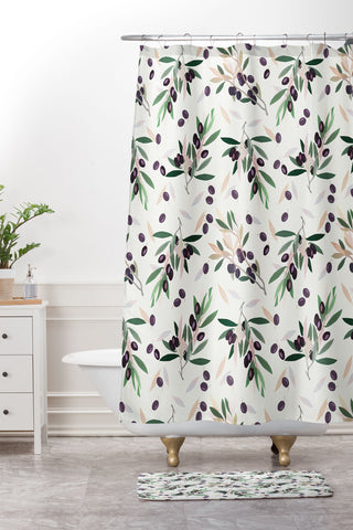 Iveta Abolina Olivia Sprig Shower Curtain And Mat