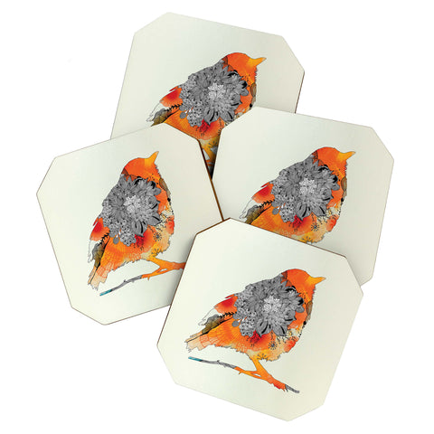 Iveta Abolina Orange Bird Coaster Set