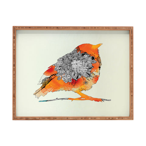 Iveta Abolina Orange Bird Rectangular Tray