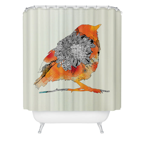 Iveta Abolina Orange Bird Shower Curtain