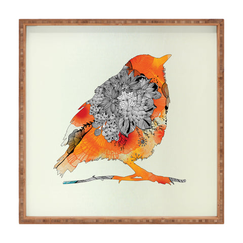 Iveta Abolina Orange Bird Square Tray
