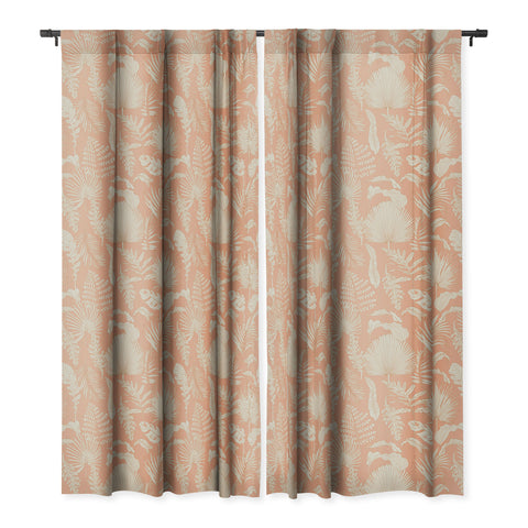 Iveta Abolina Palm Leaves Beige Coral Blackout Window Curtain